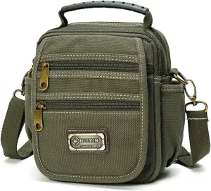 Man Small Canvas Crossbody Phone Purse Bag Mini Messenger Bag Waist Belt Side Bag