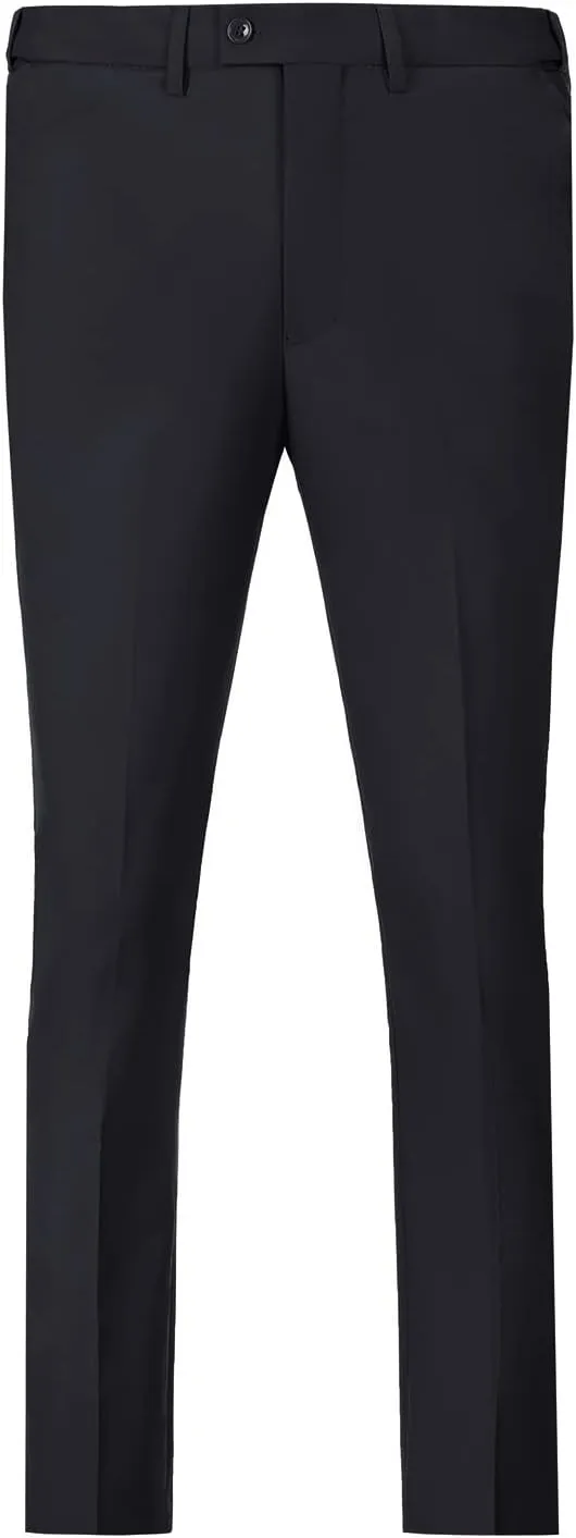 Men Suit Dress Pants Slim Fit Suit Black Groomsmen Wedding Pants Waist Flat Fit Expandable Classic Separate Pant