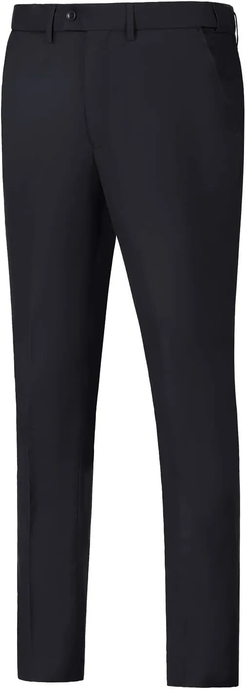 Men Suit Dress Pants Slim Fit Suit Black Groomsmen Wedding Pants Waist Flat Fit Expandable Classic Separate Pant
