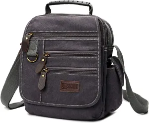 Mens bag Canvas Shoulder Bag Small Messenger Crossbody Bag Work Bag Vintage Multi-function