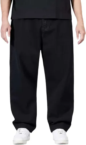 Men's Baggy Wide Leg Jeans Loose Fit Streetwear Y2k Hip Hop Denim Pants Oversized High Waisted Trousers Jeans L-10XL