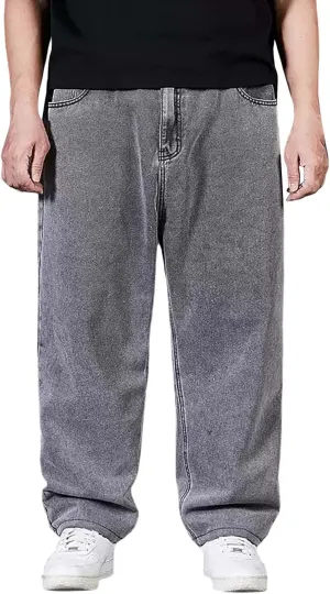 Men's Baggy Wide Leg Jeans Loose Fit Streetwear Y2k Hip Hop Denim Pants Oversized High Waisted Trousers Jeans L-10XL