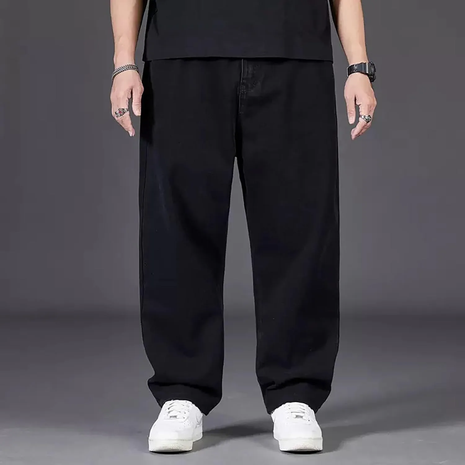 Men's Baggy Wide Leg Jeans Loose Fit Streetwear Y2k Hip Hop Denim Pants Oversized High Waisted Trousers Jeans L-10XL