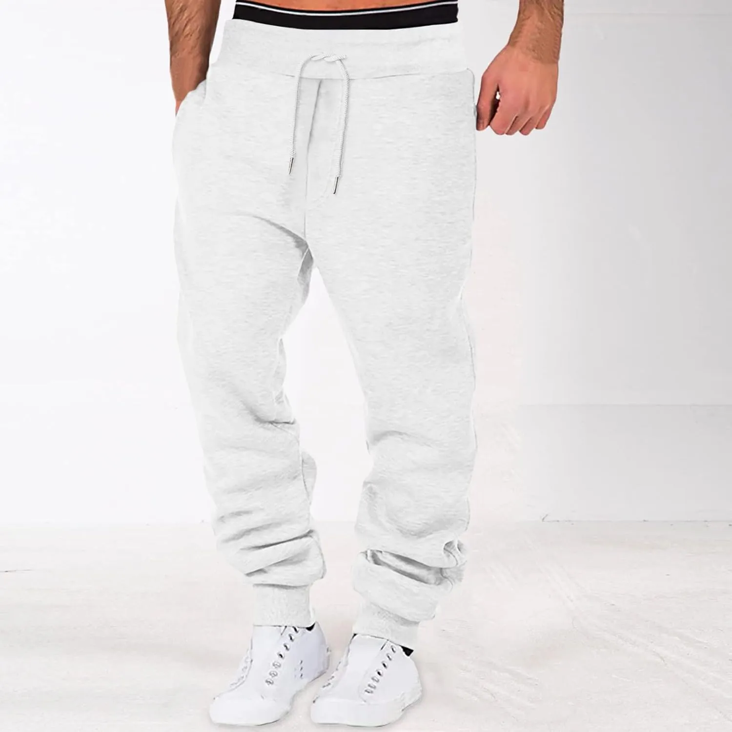 Mens Cargo Sweatpants Casual Jogging Sports Elastic with Pockets Men's Men's Pants Trousers with Zipper Pockets