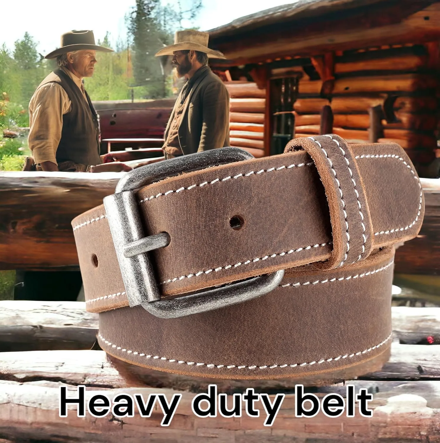 Men's Casual Full Grain Classic Leather Dress Belt For Jeans,1.5" Wide, USA