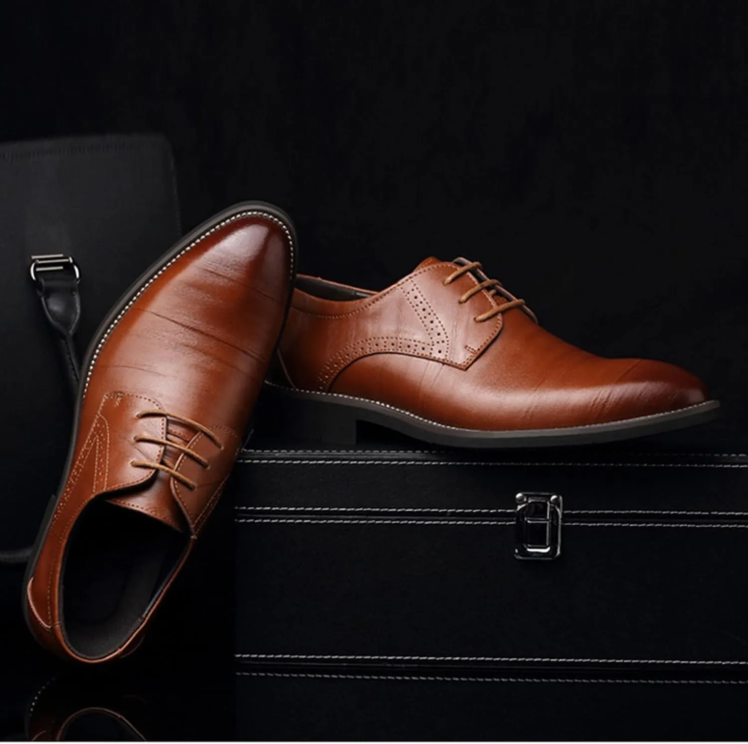 Mens Comfortable Business Casual Shoes Classical Style Shoes for Men Slip On PU Leather Low Rubber Sole Block Heel Work Mens Dress Shoes Men's Loafers Slip-Ons Casual