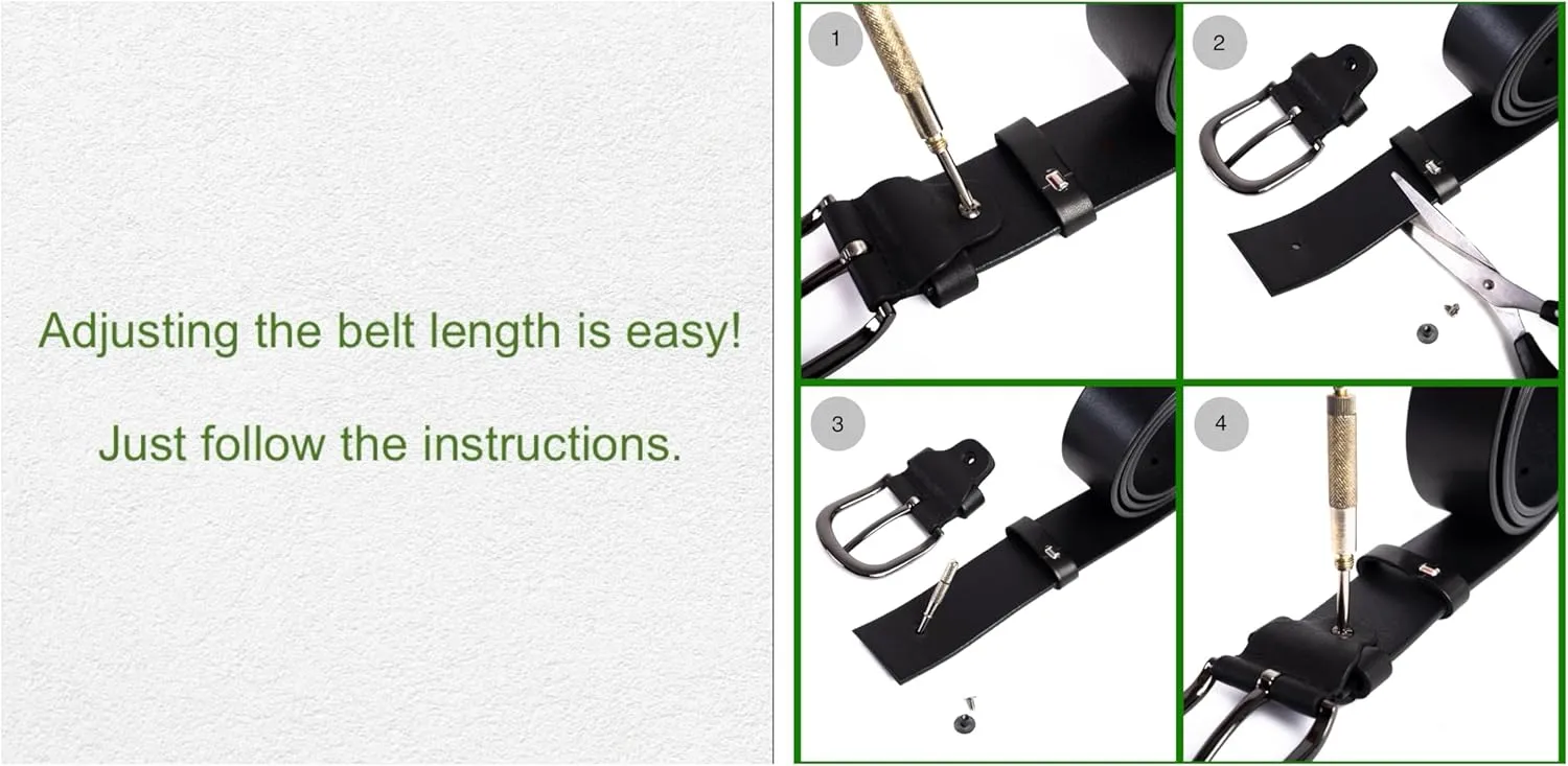 Men's Cowhide Leather Belt Durable, Adjustable, Wide Variety for Dress, Work & Everyday - 1.5" Wide