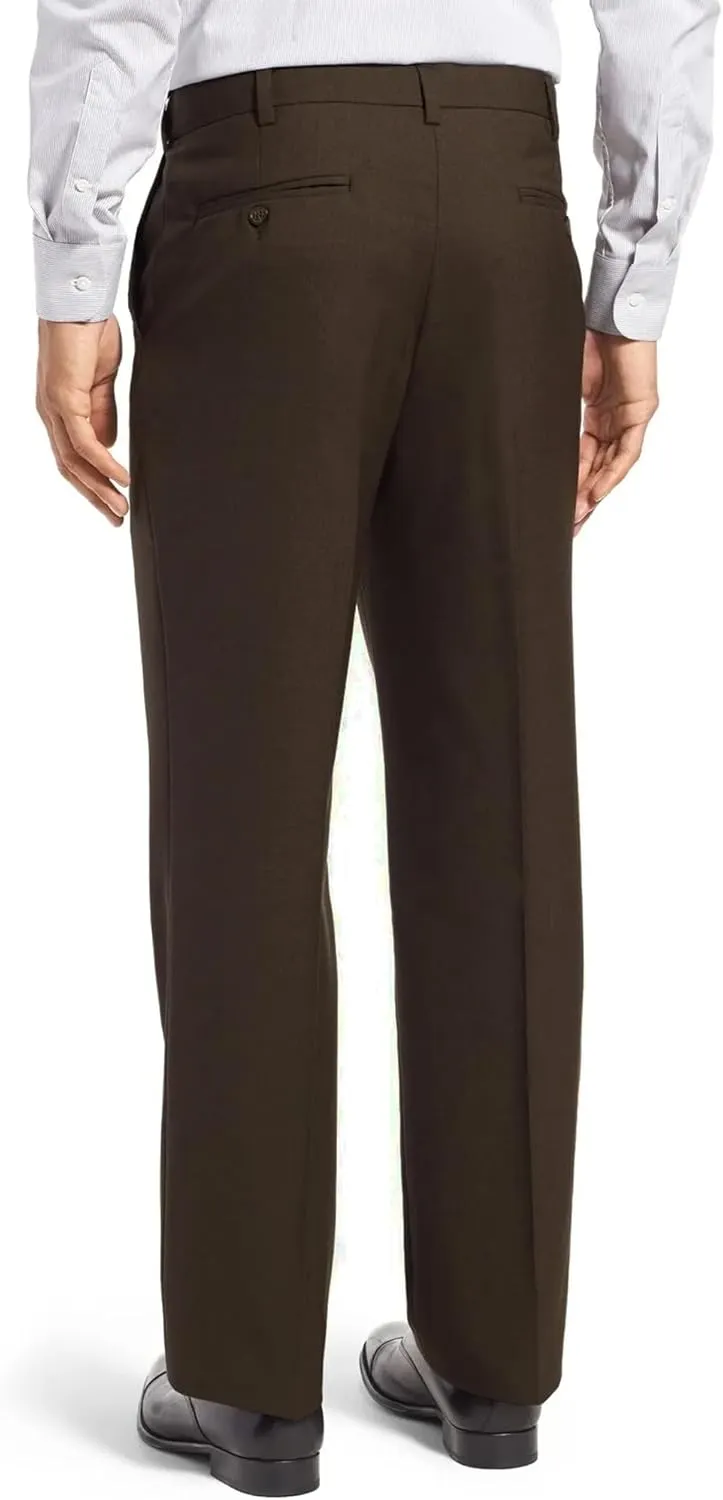Men's Cozy Hidden Expandable Waist Dress Pants | Premium Stretch Texture Weave Work to Weekend Pants