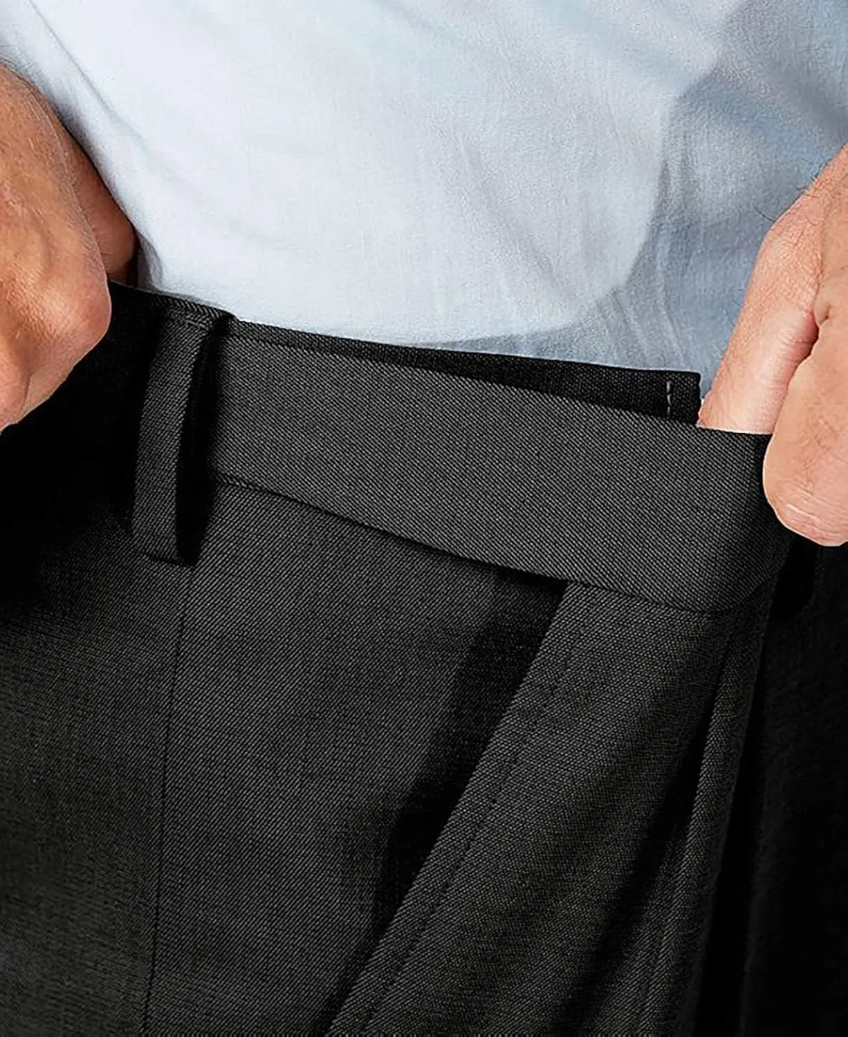 Men's Cozy Hidden Expandable Waist Dress Pants | Premium Stretch Texture Weave Work to Weekend Pants
