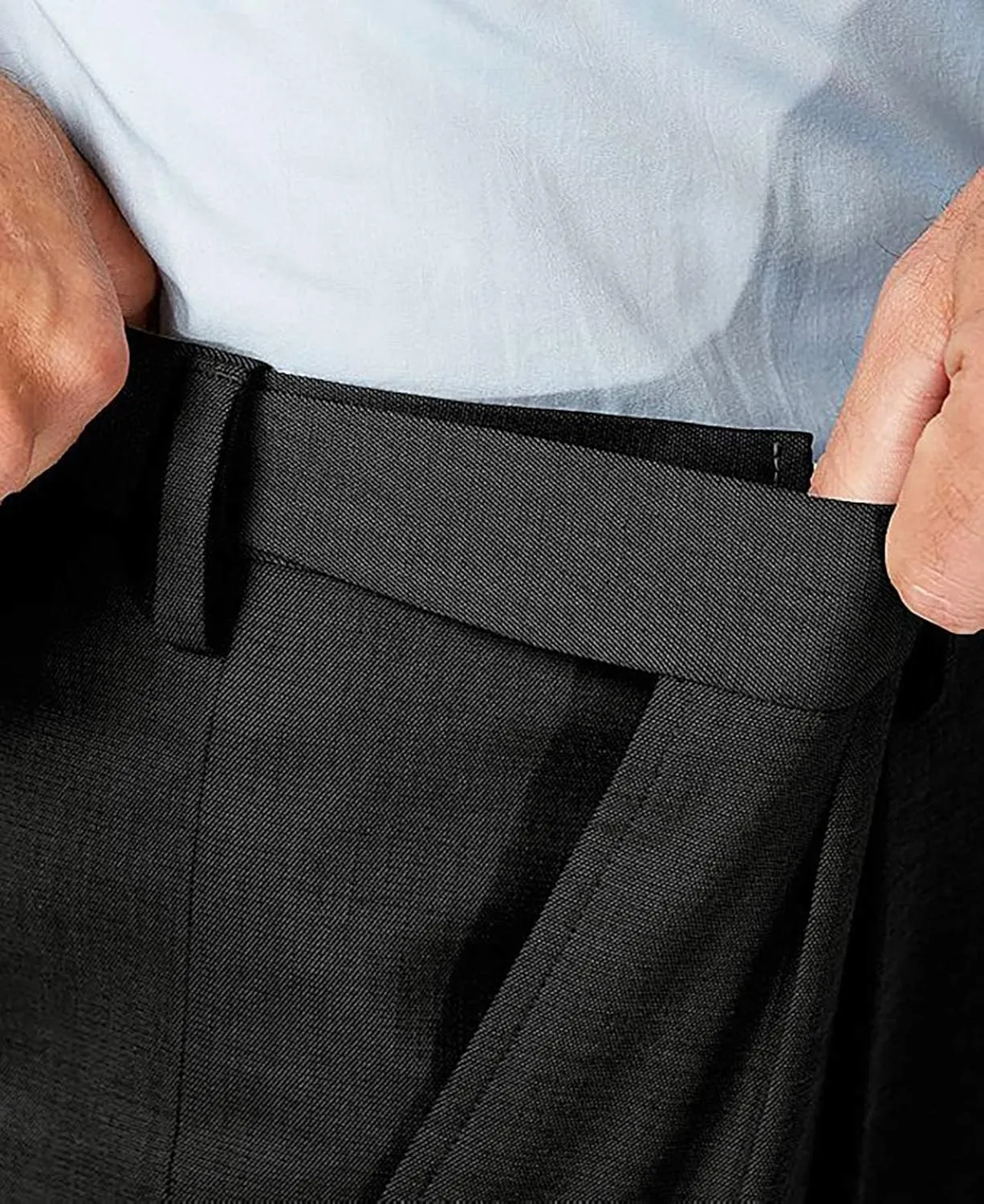 Men's Cozy Hidden Expandable Waist Dress Pants | Premium Stretch Texture Weave Work to Weekend Pants