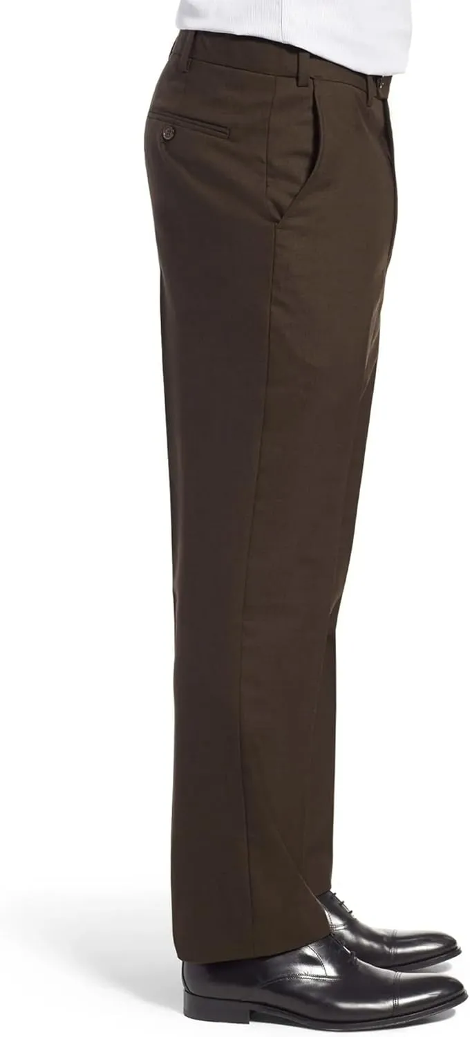 Men's Cozy Hidden Expandable Waist Dress Pants | Premium Stretch Texture Weave Work to Weekend Pants