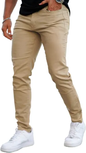Mens Jeans Skinny Stretch Premium High Rise Colored Jeans Expandable Waist