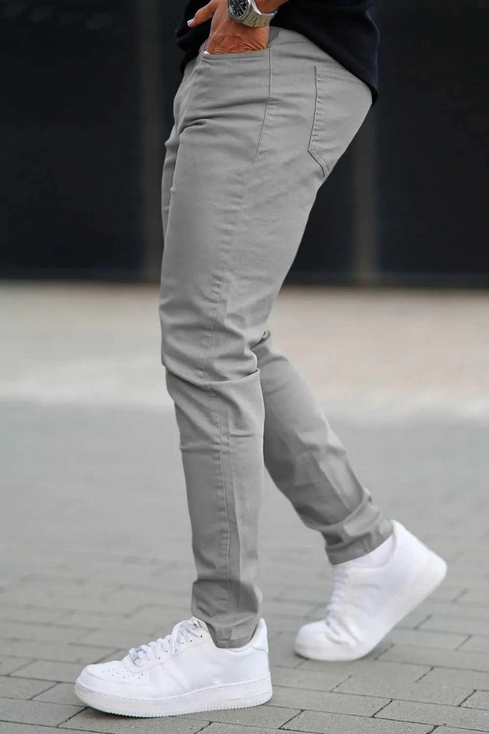 Mens Jeans Skinny Stretch Premium High Rise Colored Jeans Expandable Waist