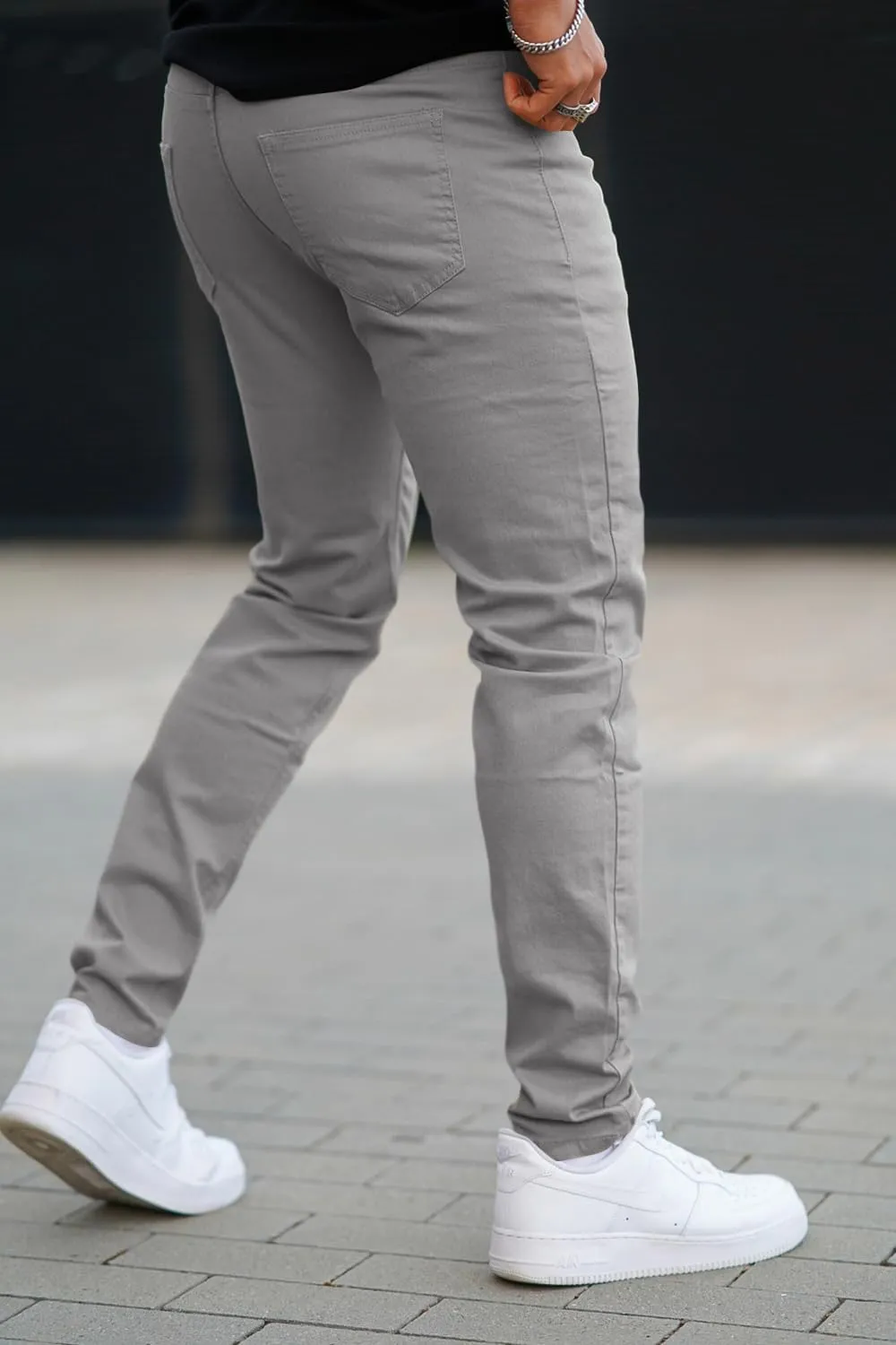 Mens Jeans Skinny Stretch Premium High Rise Colored Jeans Expandable Waist
