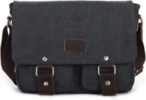 Men's messenger bag Gutim canvas messenger bag - retro cross shoulder bag military backpack (black)
