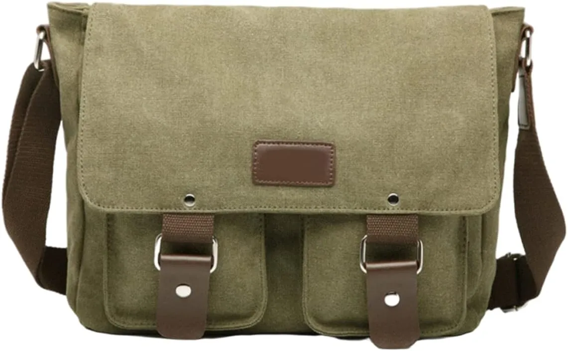 Men's messenger bag Gutim canvas messenger bag - retro cross shoulder bag military backpack (Military green)