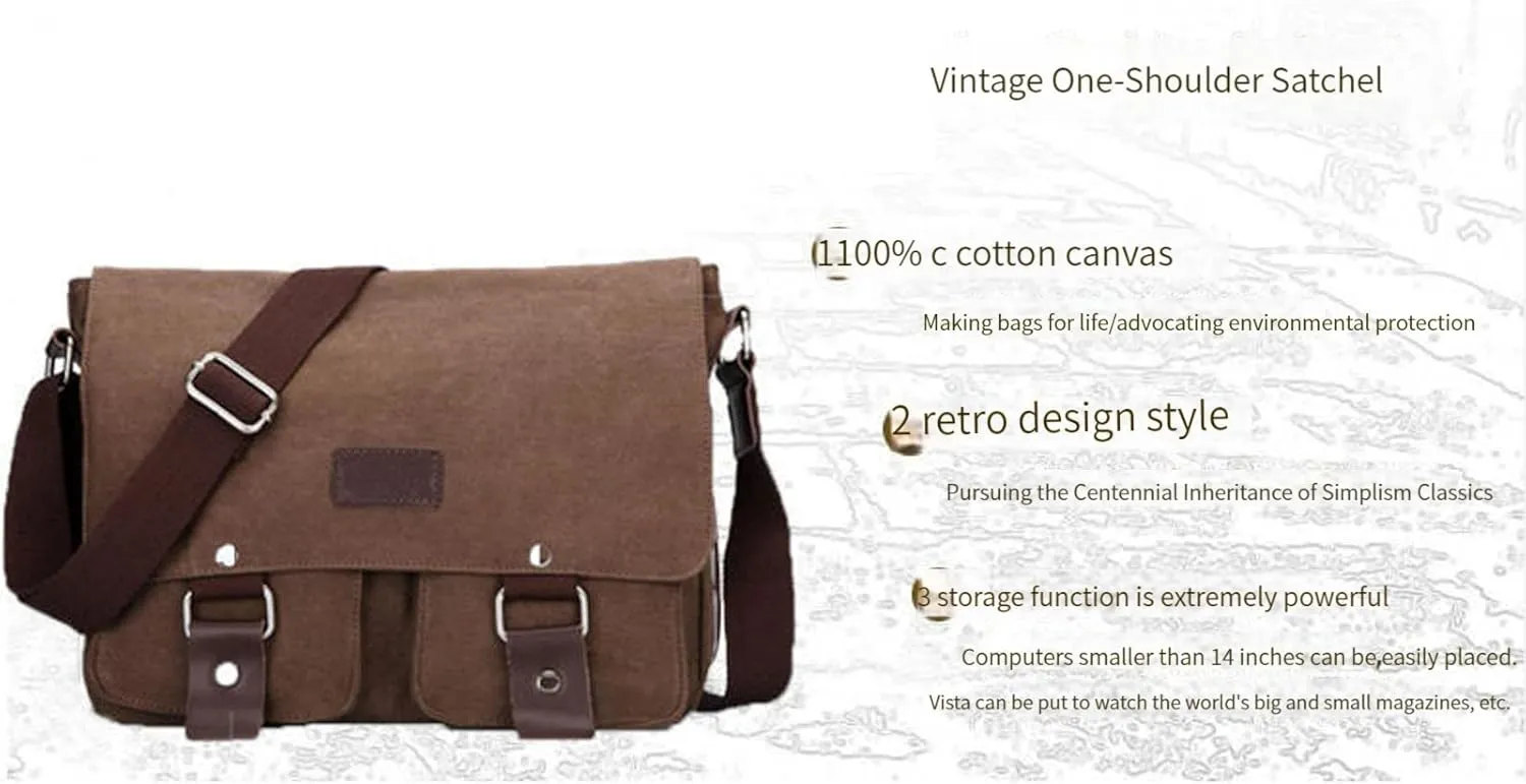 Men's messenger bag Gutim canvas messenger bag - retro cross shoulder bag military backpack (Military green)