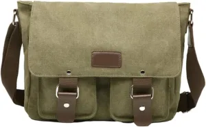 Men's messenger bag Gutim canvas messenger bag - retro cross shoulder bag military backpack (Military green)