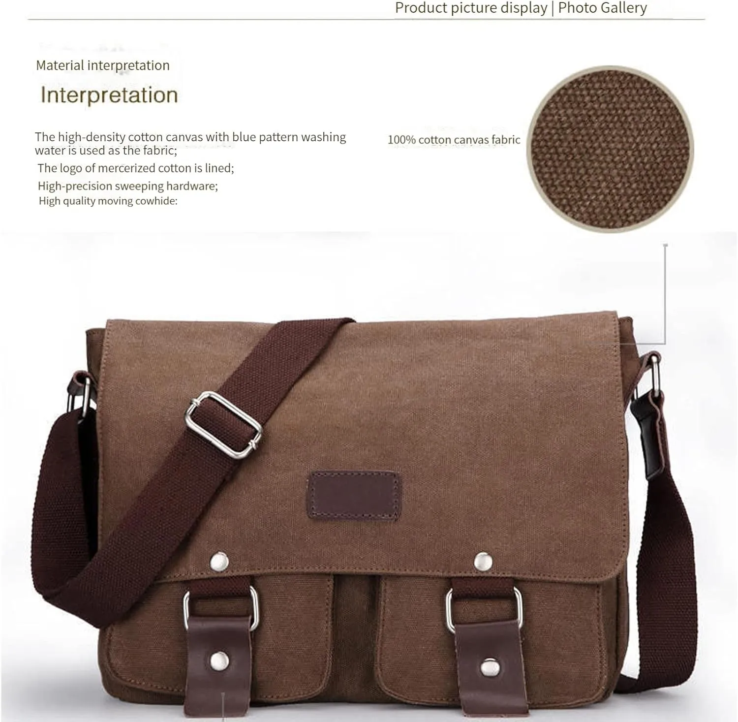 Men's messenger bag Gutim canvas messenger bag - retro cross shoulder bag military backpack (Military green)