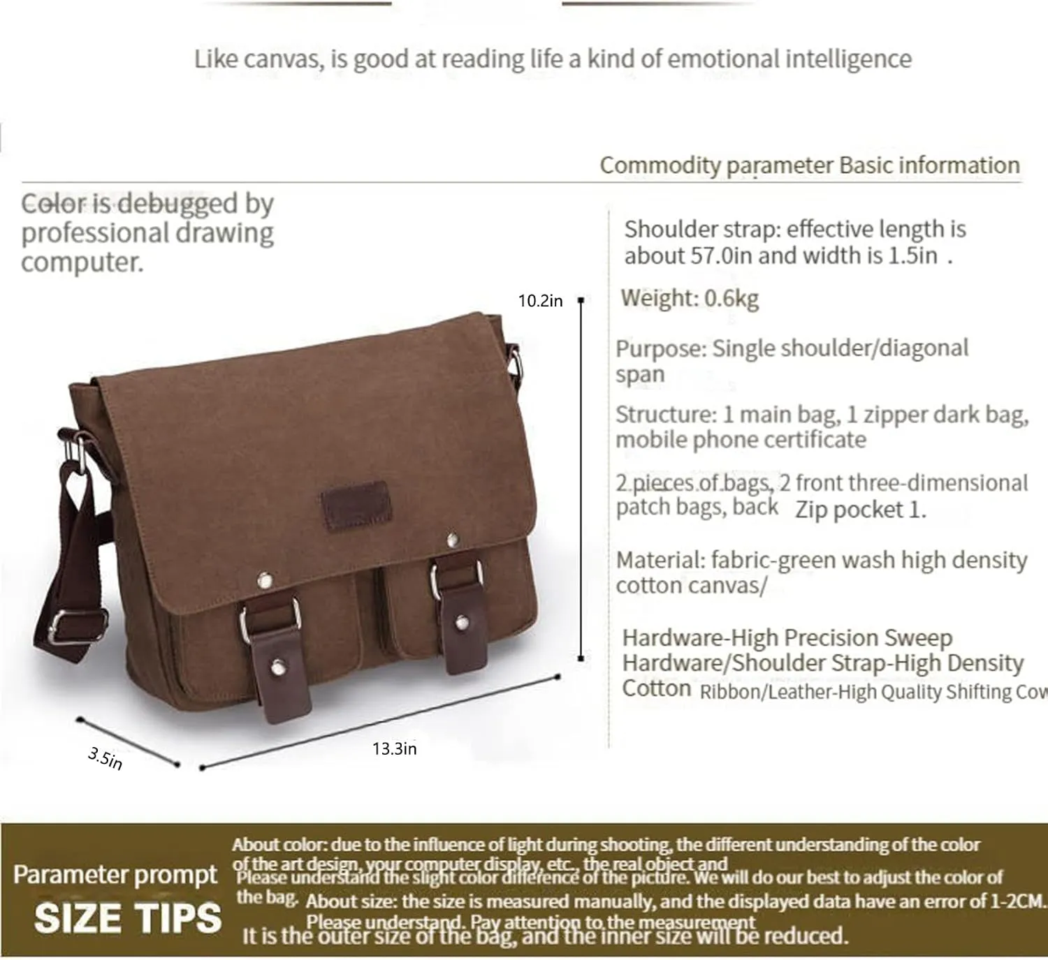 Men's messenger bag Gutim canvas messenger bag - retro cross shoulder bag military backpack (Military green)