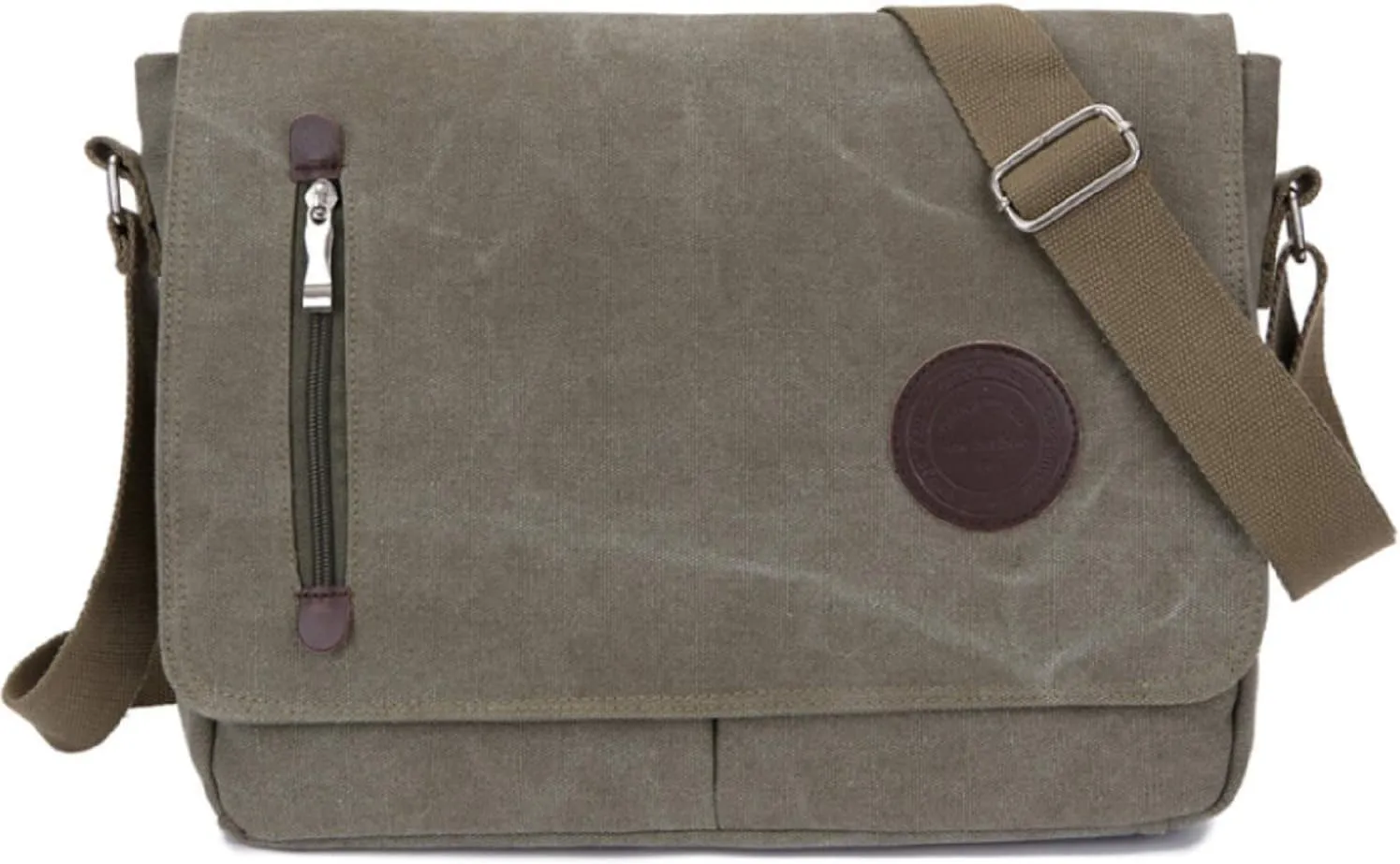 Mens Messenger Bag Waterproof Canvas Leather Bag 14 Inch Vintage Waxed Crossbody Bag