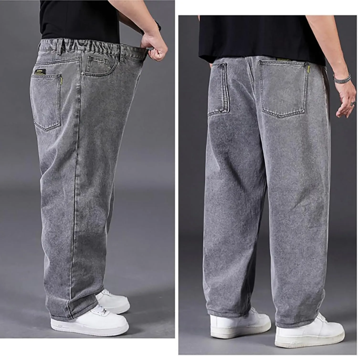 Mens Relaxed Fit Jeans Y2k Hip Hop Streetwear Wide Leg Jean Plus Size Baggy Straight Leg Denim Pants Casual Trousers