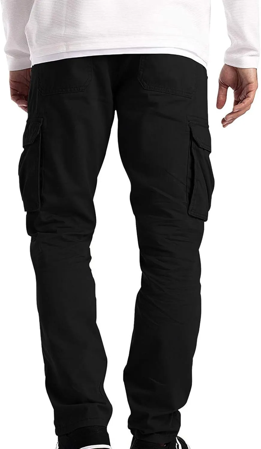 Mens Sweatpants Lace up Track Cuff Solid Color Casual Workout Pants with Pocket Cargo Pants Trousers
