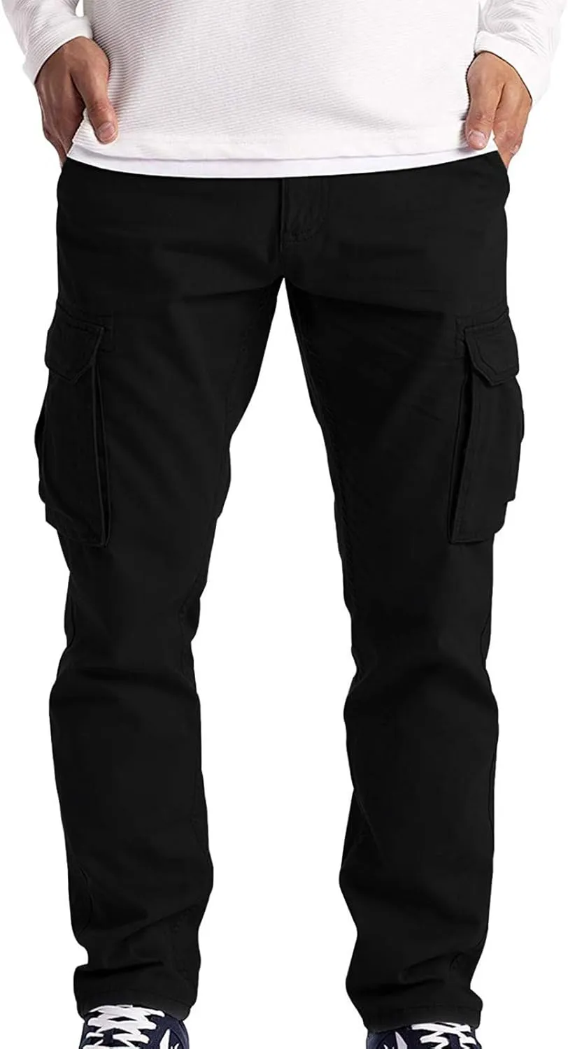 Mens Sweatpants Lace up Track Cuff Solid Color Casual Workout Pants with Pocket Cargo Pants Trousers