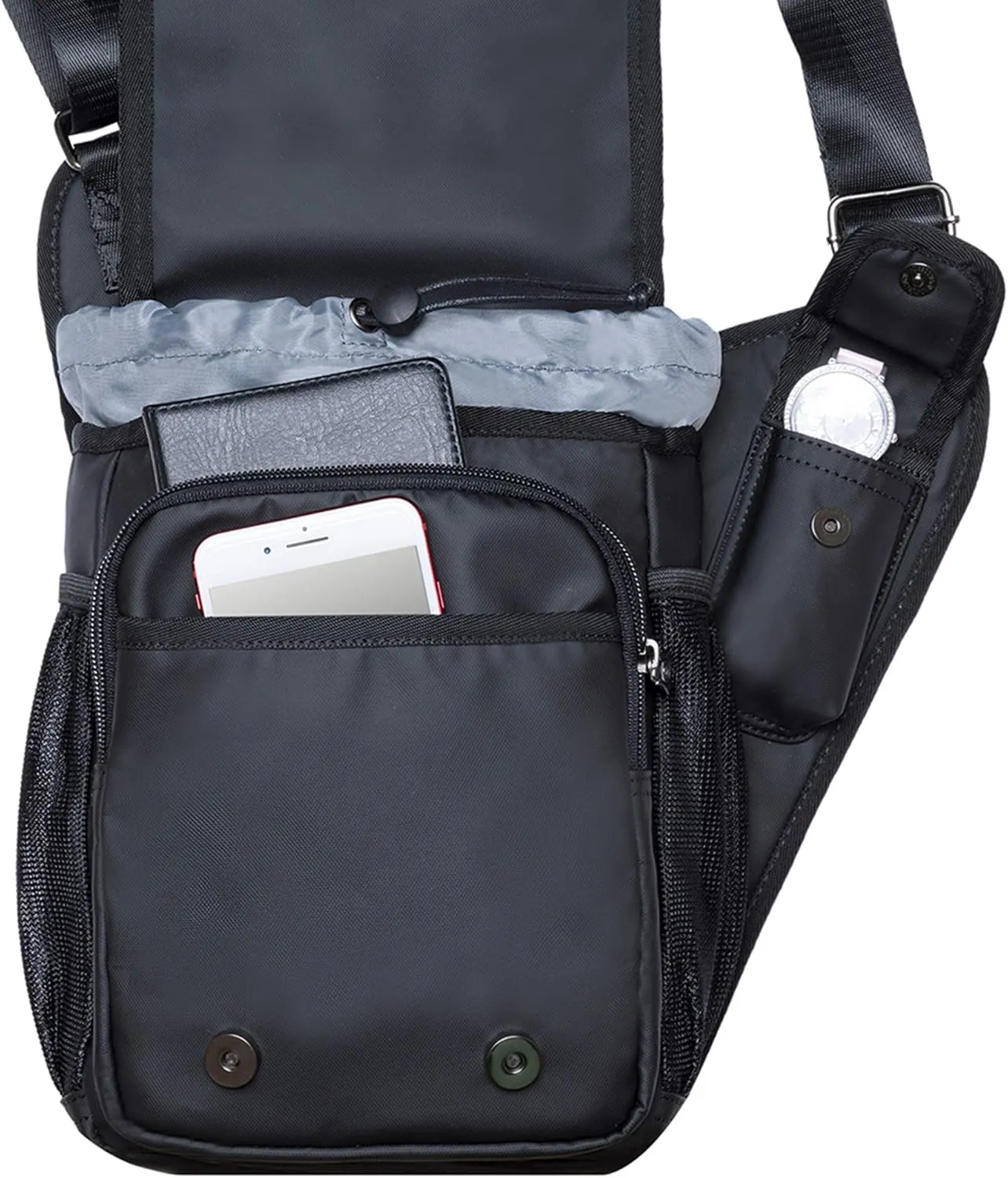 Mens Vintage Canvas Shoulder Messenger Bag Chest Leather Patchwork Messenger Bag