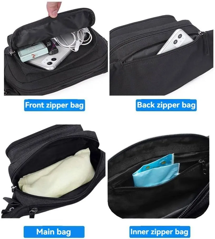 Men's Waist Bag With Water Kettle Rack Multi-Purpose Lure Crossbody Bag Satchel Hiking Phone Holder Chest Bag (blue)