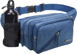 Men's Waist Bag With Water Kettle Rack Multi-Purpose Lure Crossbody Bag Satchel Hiking Phone Holder Chest Bag (blue)
