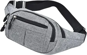 Men's Waterproof Outdoor Sports Bag Canvas Pouch Waist Bag Fanny Pouch Crossbody Male Bag (Color : Gray Size : One Size)