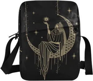 Messenger Bag Crossbody Shoulder Bag Canvas Shoulder Bag Sacral Night Girl on Moon for Men Women Outdoor Travel Business