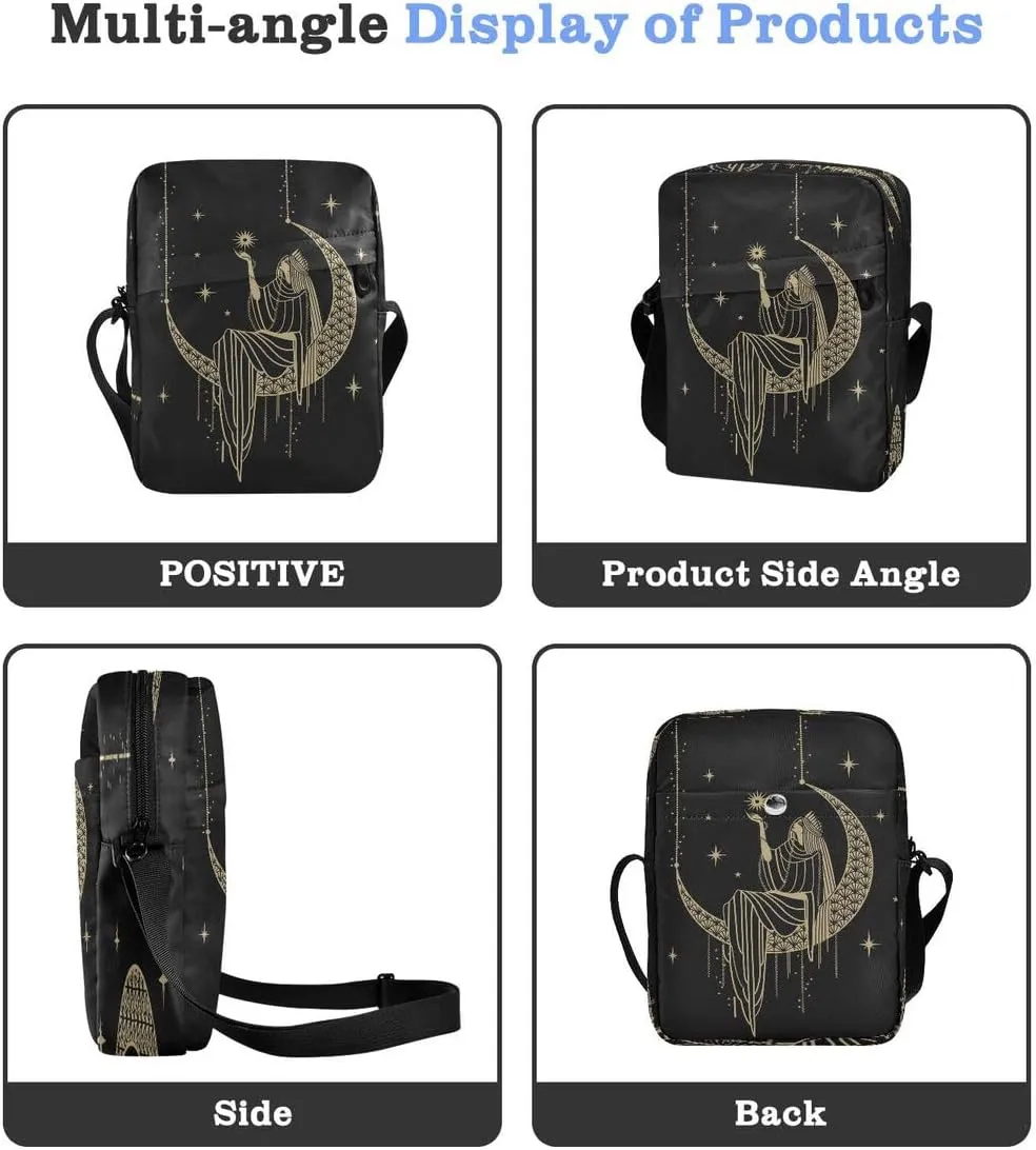 Messenger Bag Crossbody Shoulder Bag Canvas Shoulder Bag Sacral Night Girl on Moon for Men Women Outdoor Travel Business