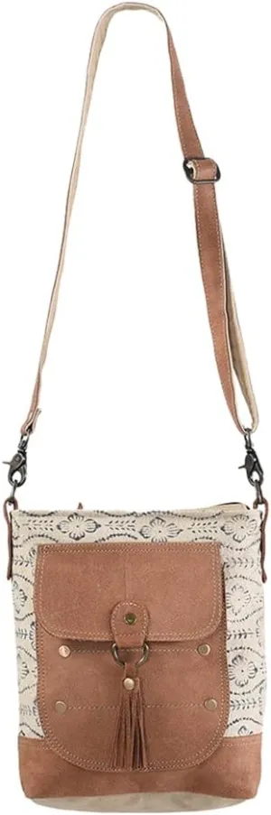 MESSENGER Upcycled Canvas Genuine Leather women bag western handbag purse