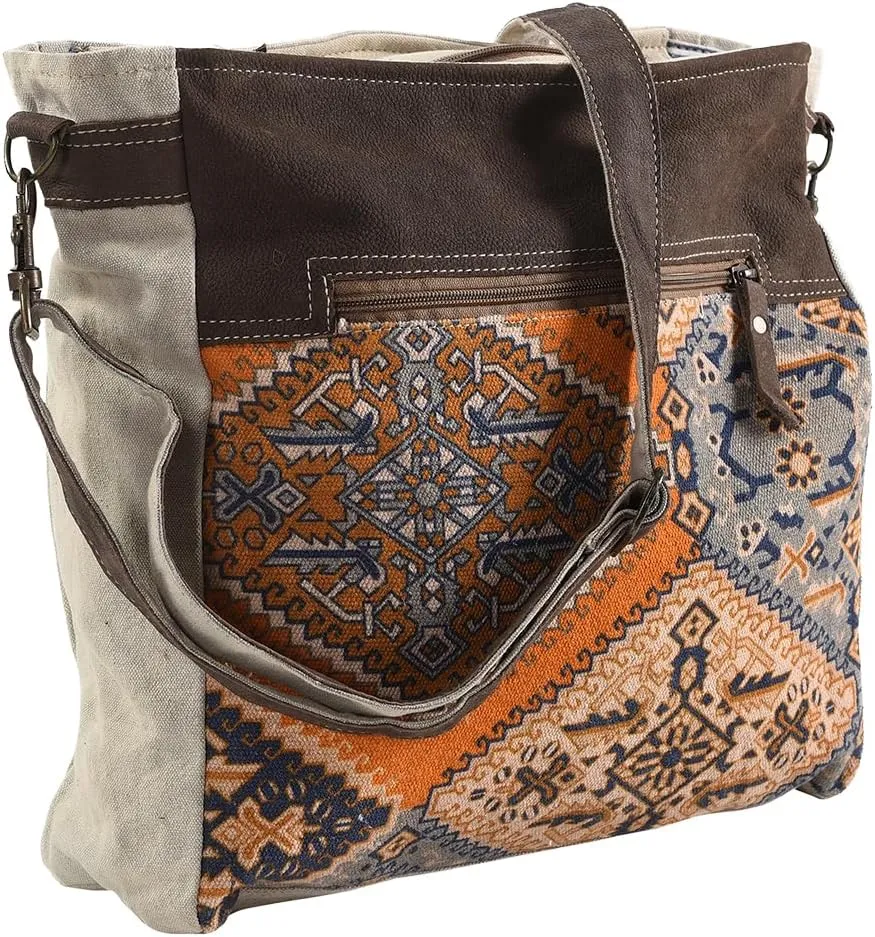 Messenger Upcycled Canvas Genuine Leather Women's Bag Western Handbag Purse | Womens Western Handbags | Leather Belt Bag for Women | Womens Handbags Summer