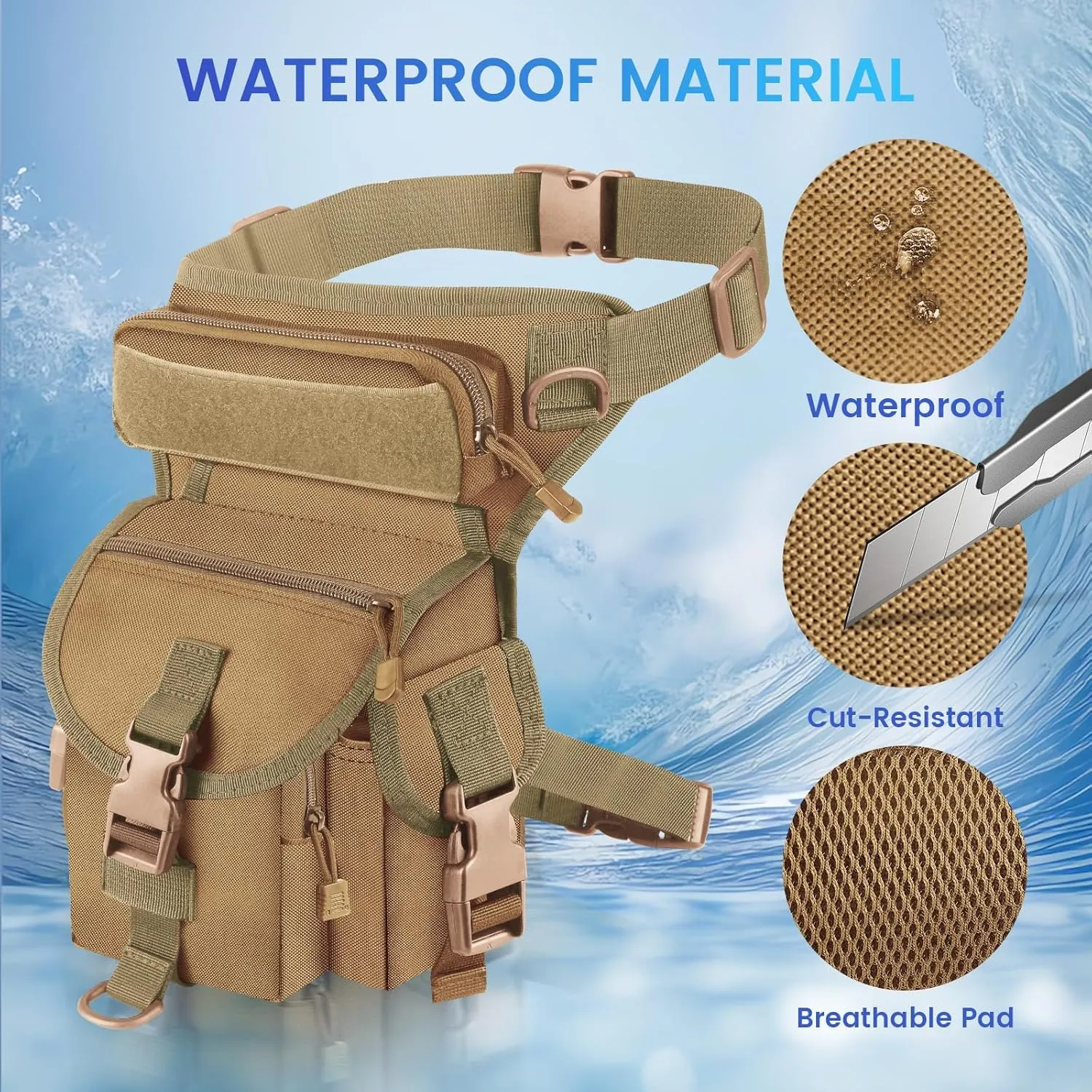 Metal Detecting Bag, Metal Detecting Waist Bag, Drop Leg Bag, Waterproof Metal Detector Tool Bag, for Outdoor Metal Detector Accessory (Green)