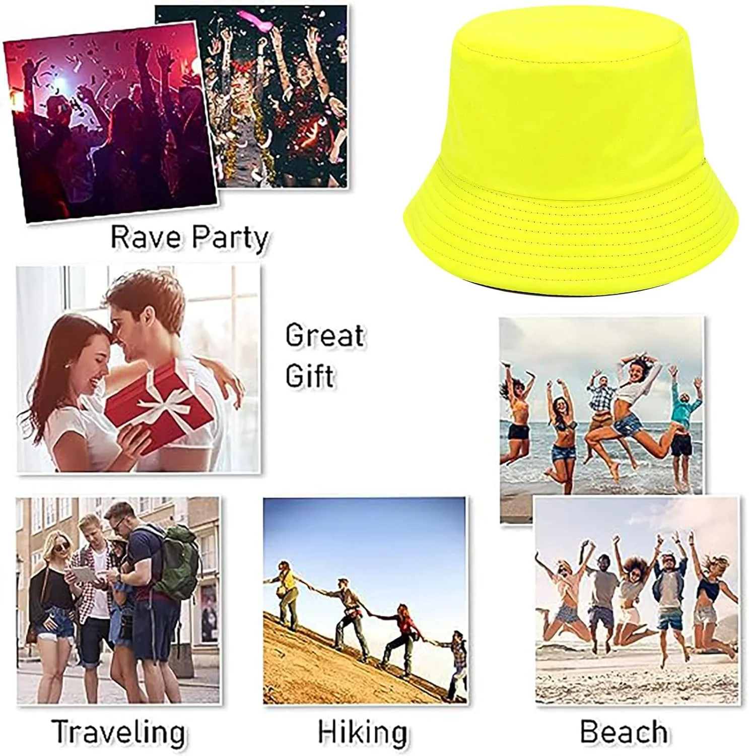 Metallic Bucket Hat Trendy Fisherman Hats Unisex Reversible Packable Sun Cap
