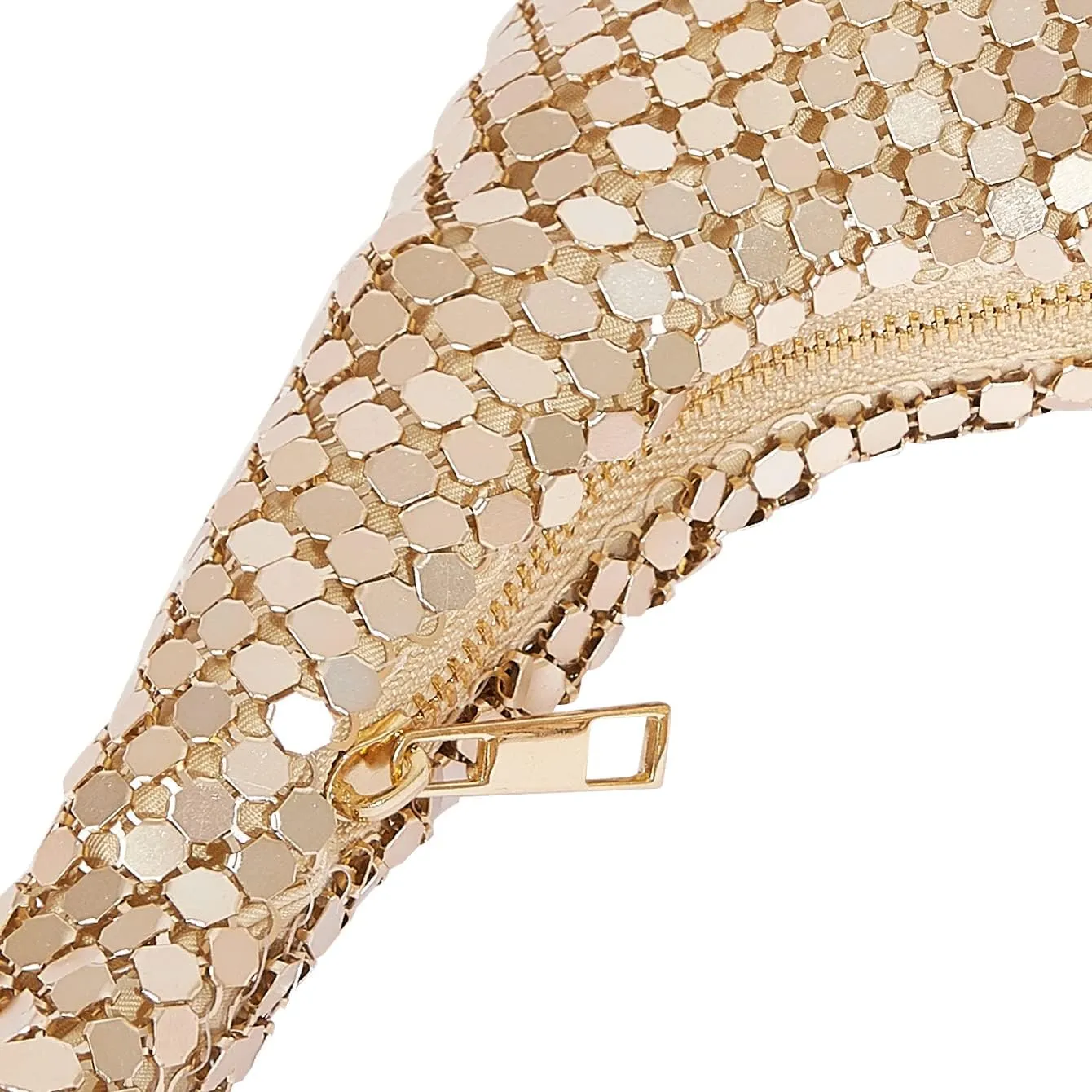 Metallic Shoulder Bags for Women Cute Hobo Handbag Small Purse Evening Bling Bag Sparkly Metal Mesh Evening Purses