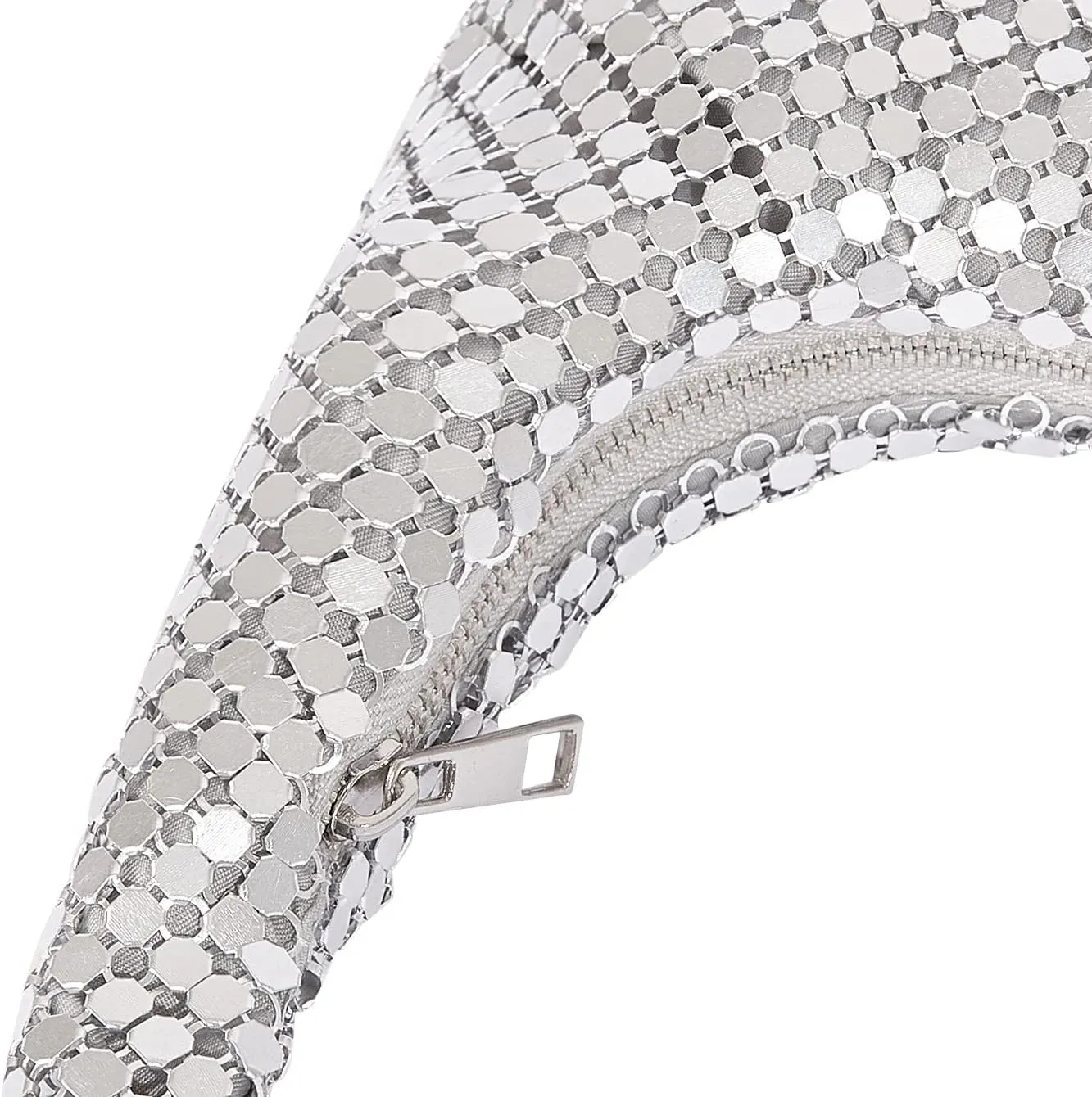 Metallic Shoulder Bags for Women Cute Hobo Handbag Small Purse Evening Bling Bag Sparkly Metal Mesh Evening Purses