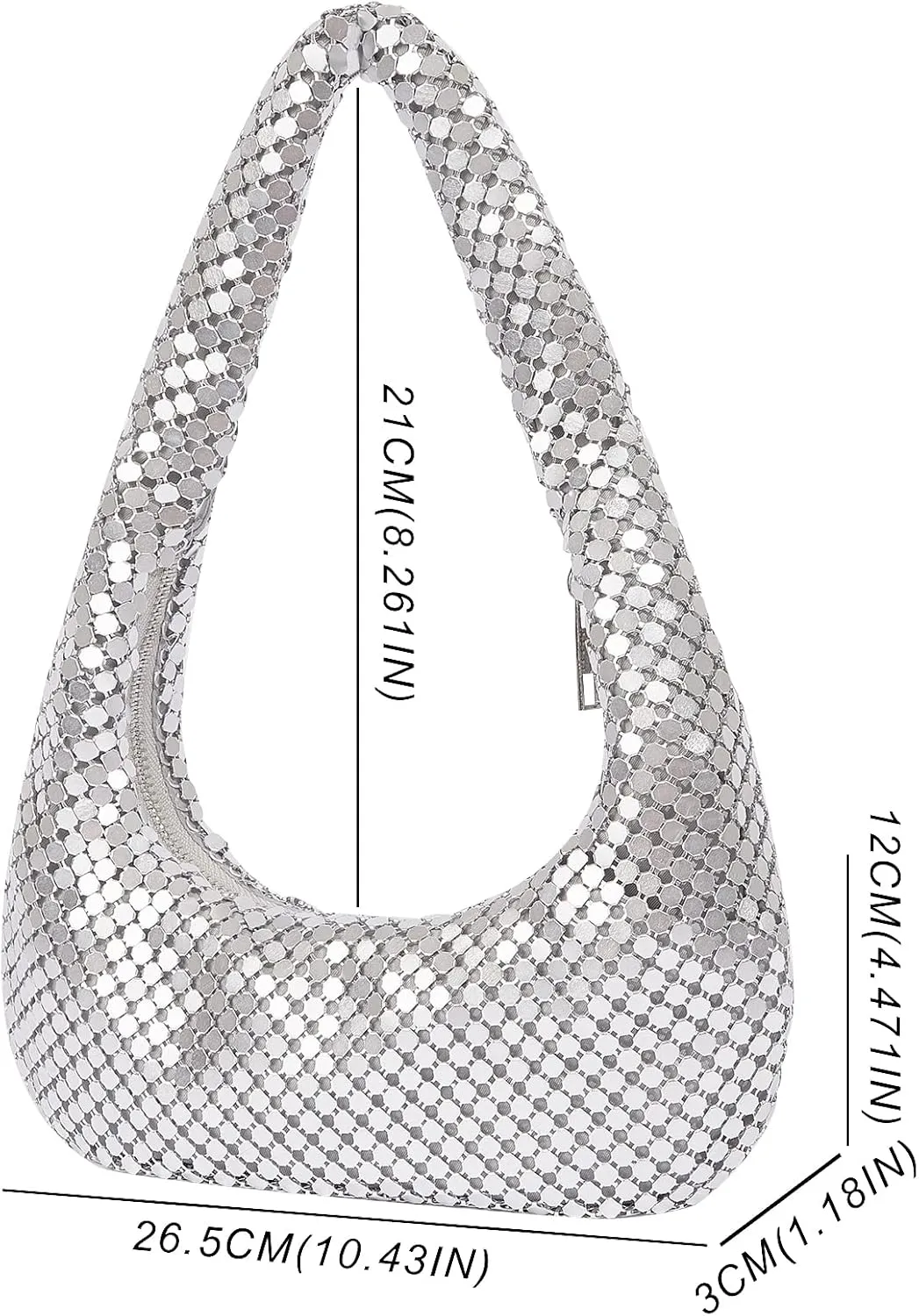 Metallic Shoulder Bags for Women Cute Hobo Handbag Small Purse Evening Bling Bag Sparkly Metal Mesh Evening Purses
