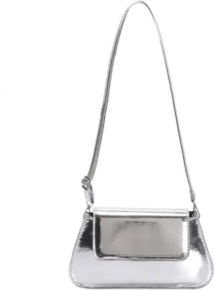 Metallic Underarm Shoulder Evening Bag Cute Y2K Shiny Silver Purse Party Bags for Women Girls Hobo Tote Clutch Handbag