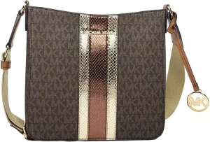 Michael Kors Jet Set Travel Small Signature Logo and Metallic Messenger Bag