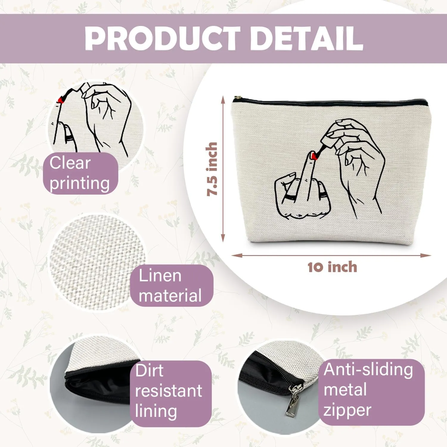 Middle Finger Makeup Bag - Funny Feminist Gifts for Women, Motivational Girl Power Cosmetic Bag