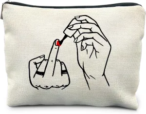 Middle Finger Makeup Bag - Funny Feminist Gifts for Women, Motivational Girl Power Cosmetic Bag