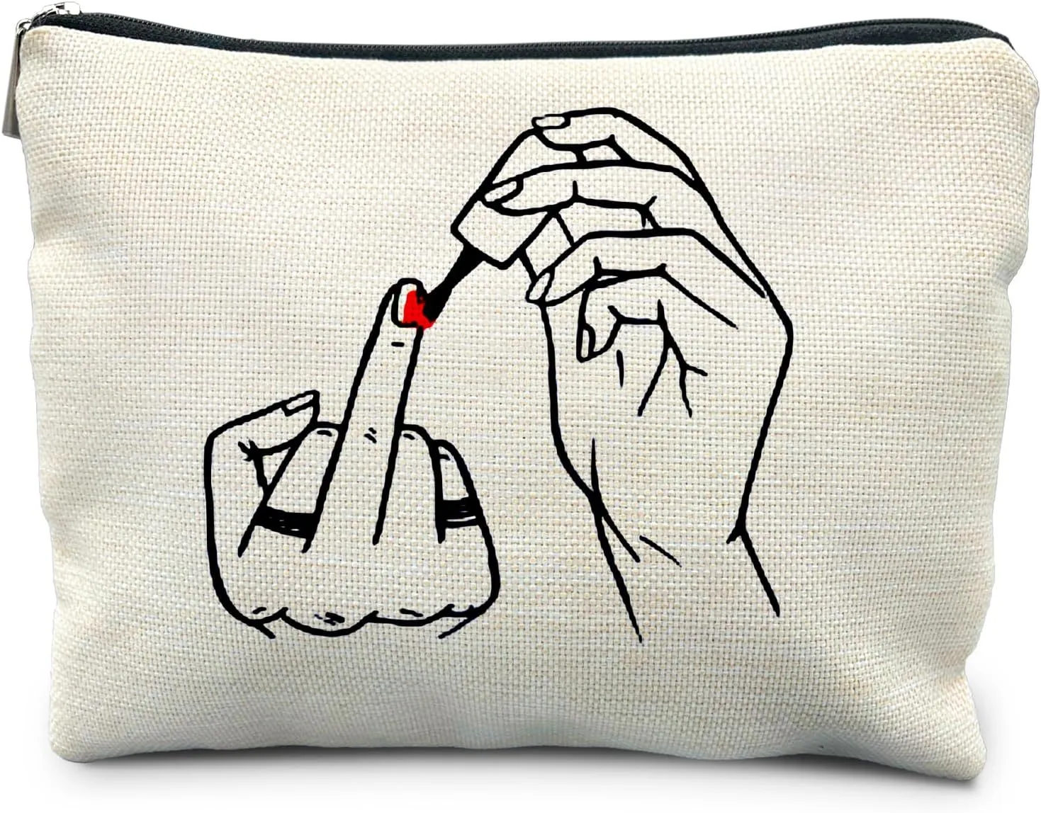 Middle Finger Makeup Bag - Funny Feminist Gifts for Women, Motivational Girl Power Cosmetic Bag