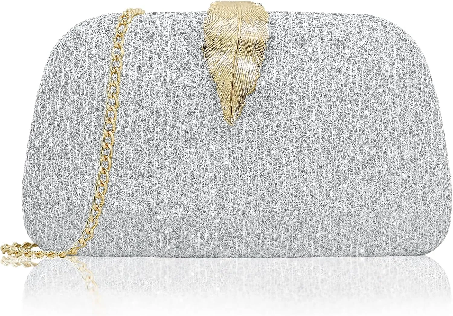 Milisente Clutch Purses For Women, Solid Suede Evening Clutch Bag Shoulder Bag With Metallic Leaves Clasp