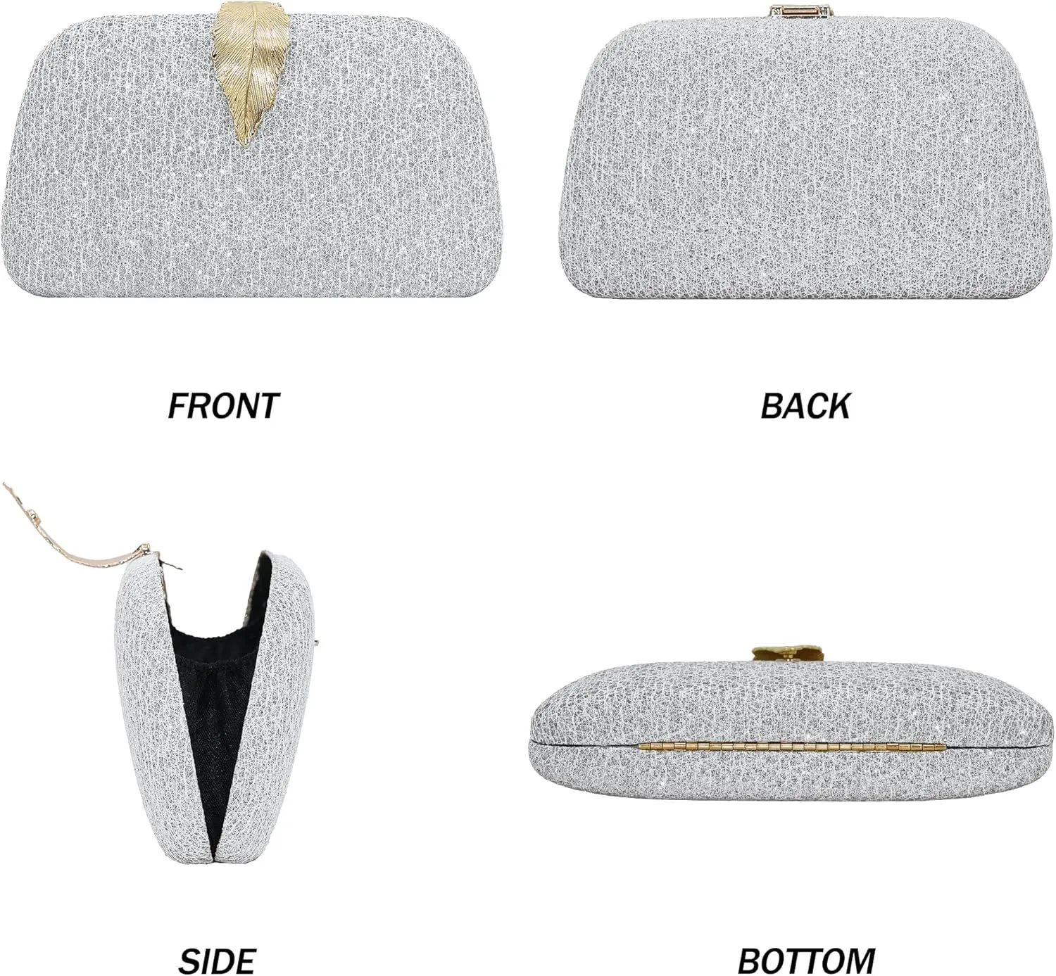 Milisente Clutch Purses For Women, Solid Suede Evening Clutch Bag Shoulder Bag With Metallic Leaves Clasp