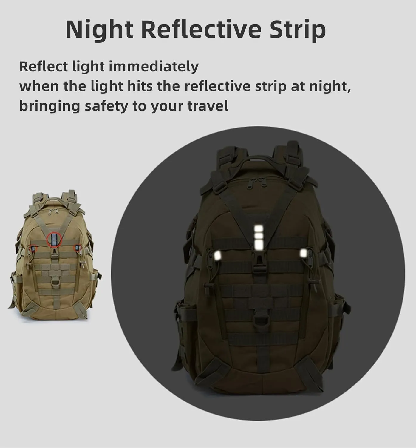 Military Tactical Backpack 25l for Men Hiking Camping Backpack with Luminous Strip Outdoor Hunting Daypack(D)