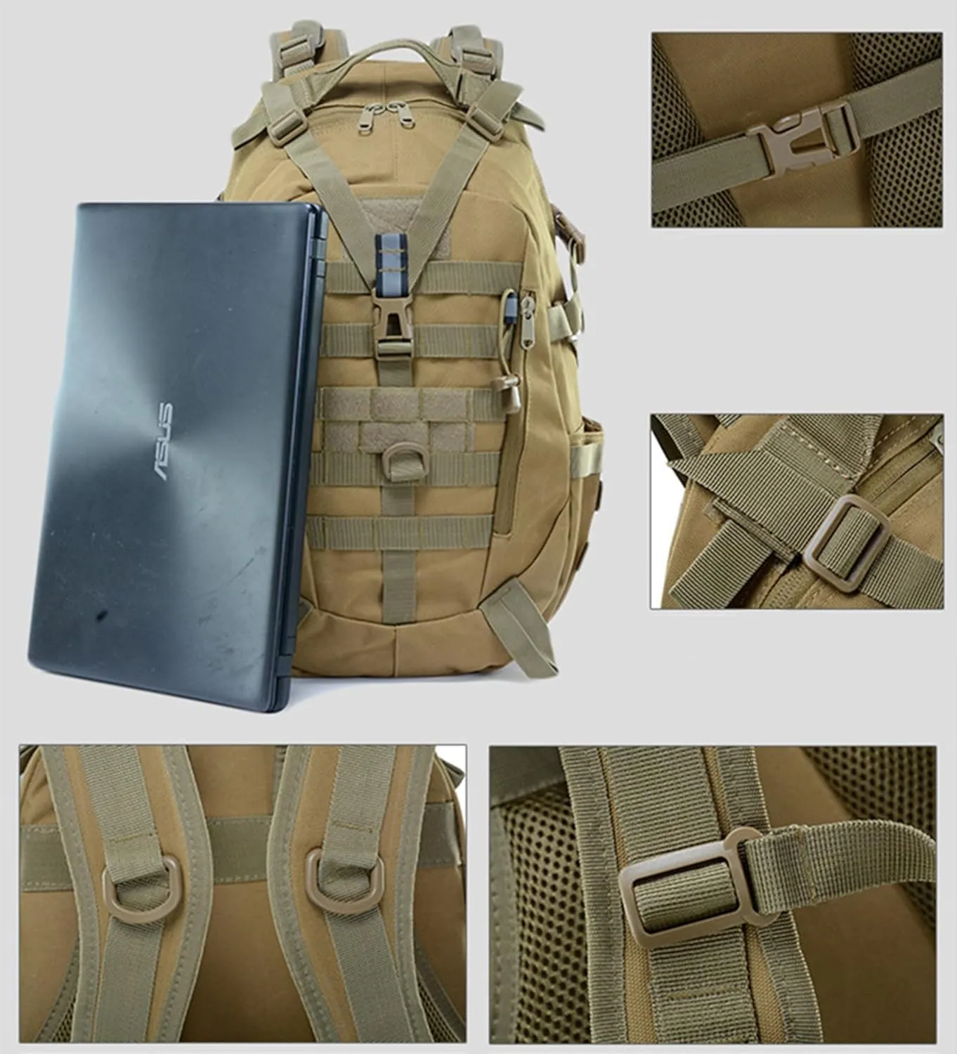 Military Tactical Backpack 25l for Men Hiking Camping Backpack with Luminous Strip Outdoor Hunting Daypack(D)
